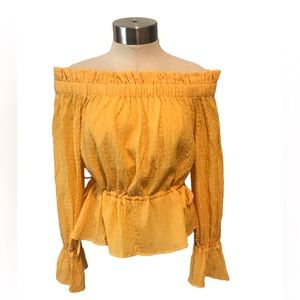 Off Shoulder Top Blouse Yellow NWT Size M Women